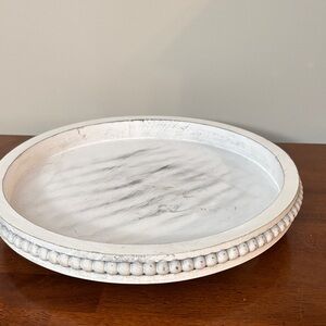 White Decorative Farmhouse Boho Round Tray (Riser)